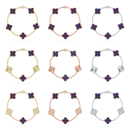[Vicky]CLOVER 5 MOTIF COLOR GEMSTONES BRACELET COLLECTION