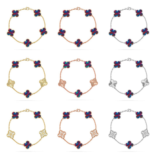 [Vicky]CLOVER 5 MOTIF COLOR GEMSTONES BRACELET COLLECTION