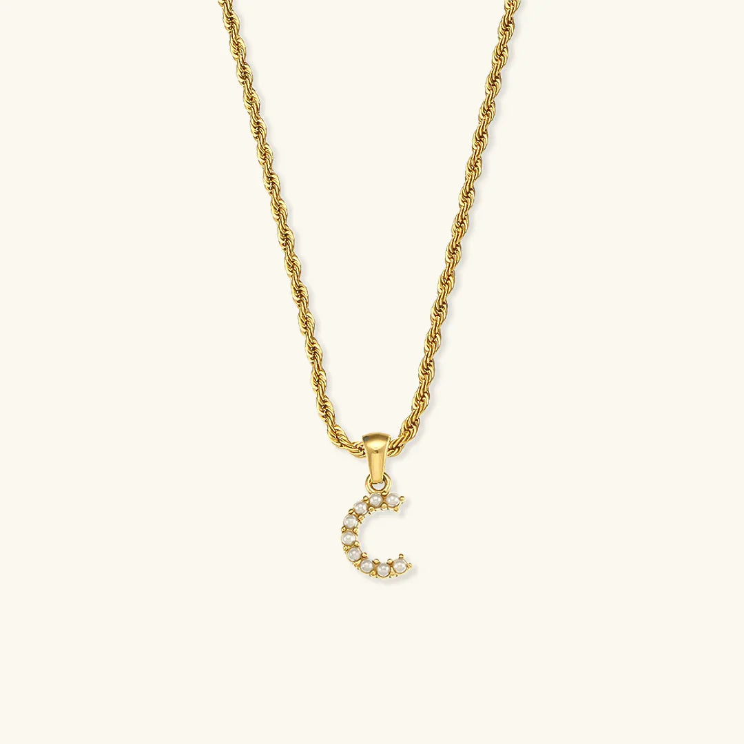 [Royal Vicky]Elodie Initial Letter Pearl Necklace