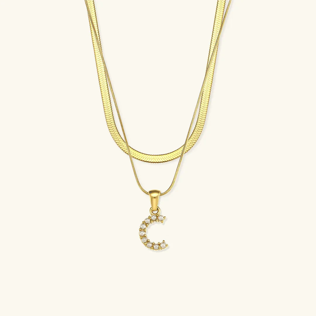 [Royal Vicky]Fiona Layered Gold Initial Letter Necklace