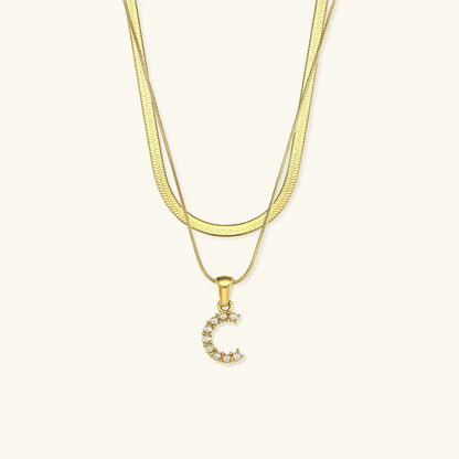 [Royal Vicky]Fiona Layered Gold Initial Letter Necklace
