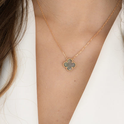 [Vicky]CLOVER 15MM  GRAY MOTHER OF PEARL NECKLACE