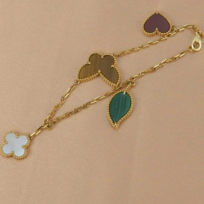[Vicky]LUCKY SPRING 5 MOTIF GOLD BRACELET