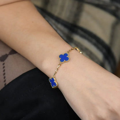 [Vicky] CLOVER 5 MOTIF BLUE AGATE BRACELET COLLECTION