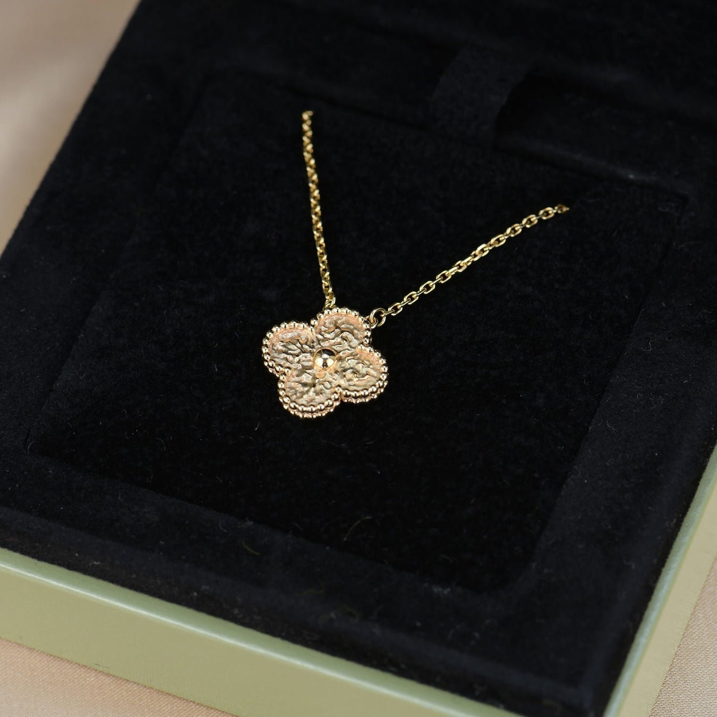 [Vicky]CLOVER 15MM  BRONZING NECKLACE