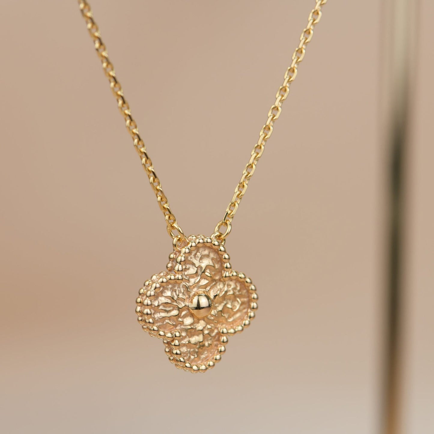 [Vicky]CLOVER 15MM  BRONZING NECKLACE
