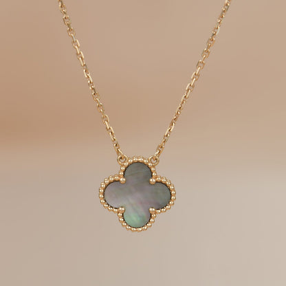 [Vicky]CLOVER 15MM  GRAY MOTHER OF PEARL NECKLACE