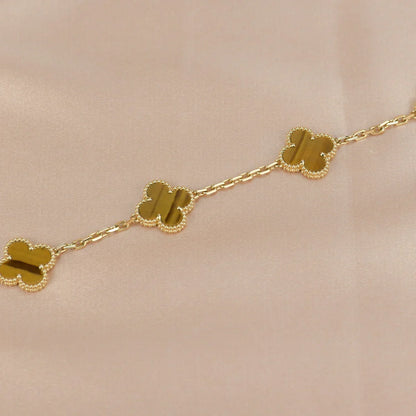 [Vicky] CLOVER 5 MOTIFS TIGER EYE BRACELET COLLECTION