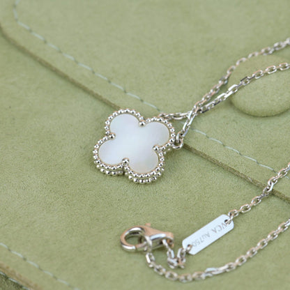 [Vicky]CLOVER  15MM WHITE MOTHER-OF-PEARL SILVER