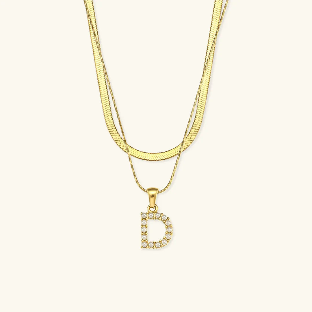 [Royal Vicky]Fiona Layered Gold Initial Letter Necklace
