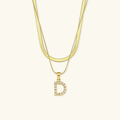 [Royal Vicky]Fiona Layered Gold Initial Letter Necklace
