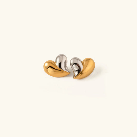[Royal Vicky]Dorothea Two Tone Heart Earrings