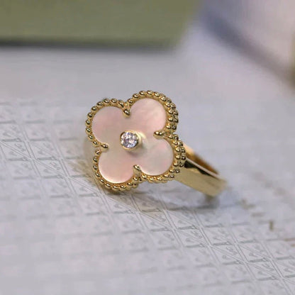 [Vicky]CLOVER PINK MOP RING GOLD DIAMOND