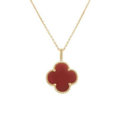 [Vicky]CLOVER 25MM NECKLACE GOLD CARNELIAN