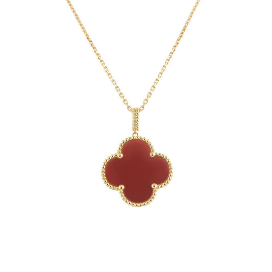[Vicky]CLOVER 25MM NECKLACE GOLD CARNELIAN