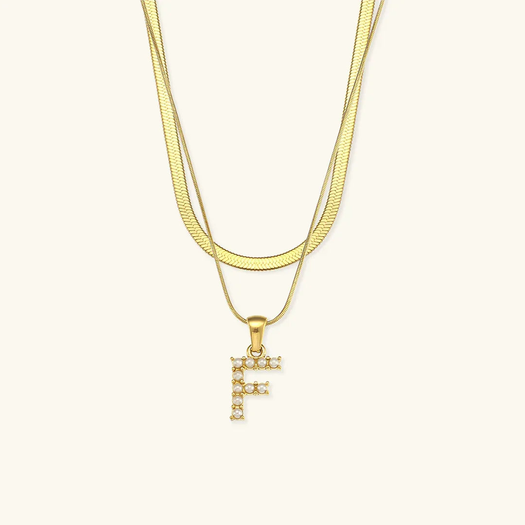 [Royal Vicky]Fiona Layered Gold Initial Letter Necklace