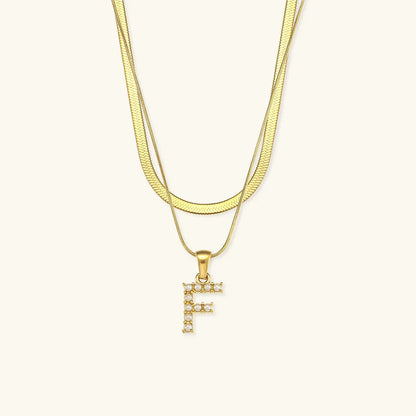 [Royal Vicky]Fiona Layered Gold Initial Letter Necklace
