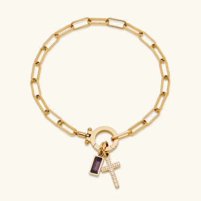 [Royal Vicky]Annabella Birthstone Cross Bracelet