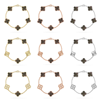 [Vicky] CLOVER 5 MOTIF GRAY MOP BRACELET COLLECTION