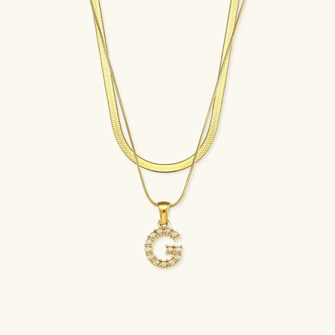 [Royal Vicky]Fiona Layered Gold Initial Letter Necklace
