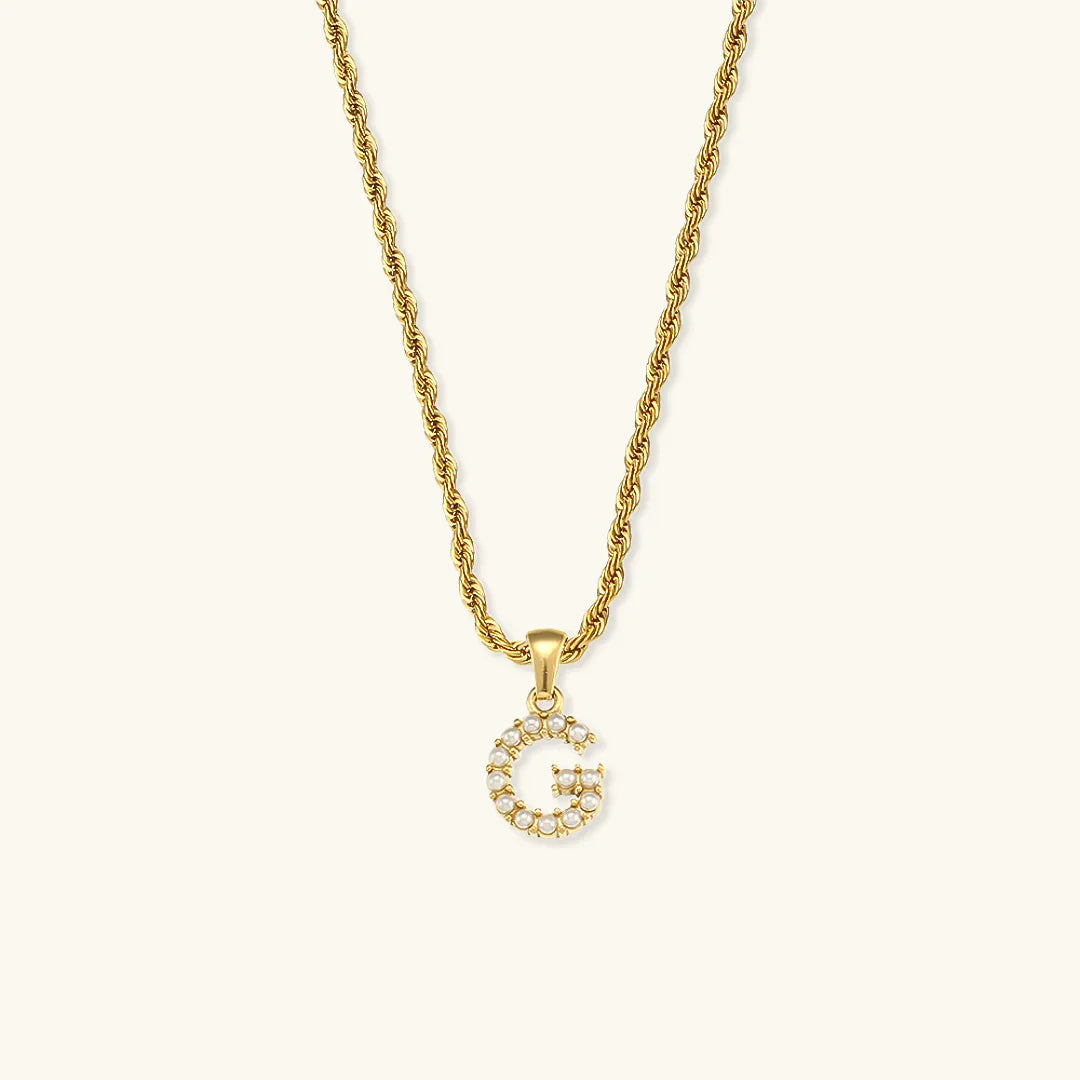 [Royal Vicky]Elodie Initial Letter Pearl Necklace