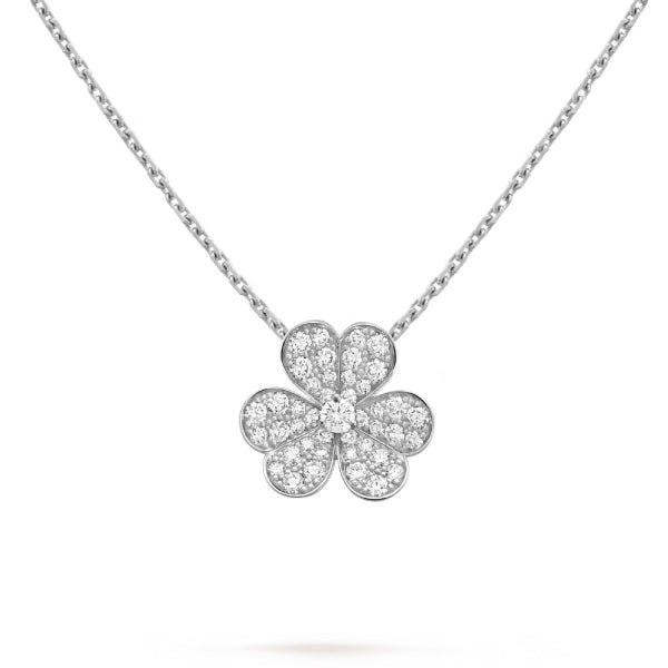 [Vicky]CLOVER DIAMOND NECKLACE SILVER