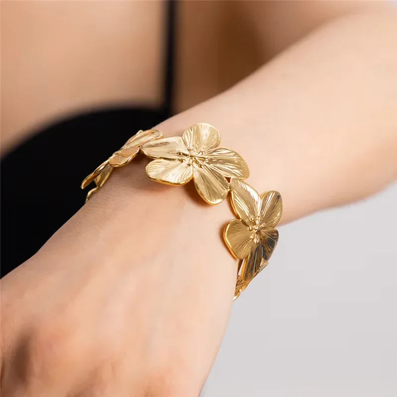 [Royal Vicky]Ophelie Gold Floral Bangle