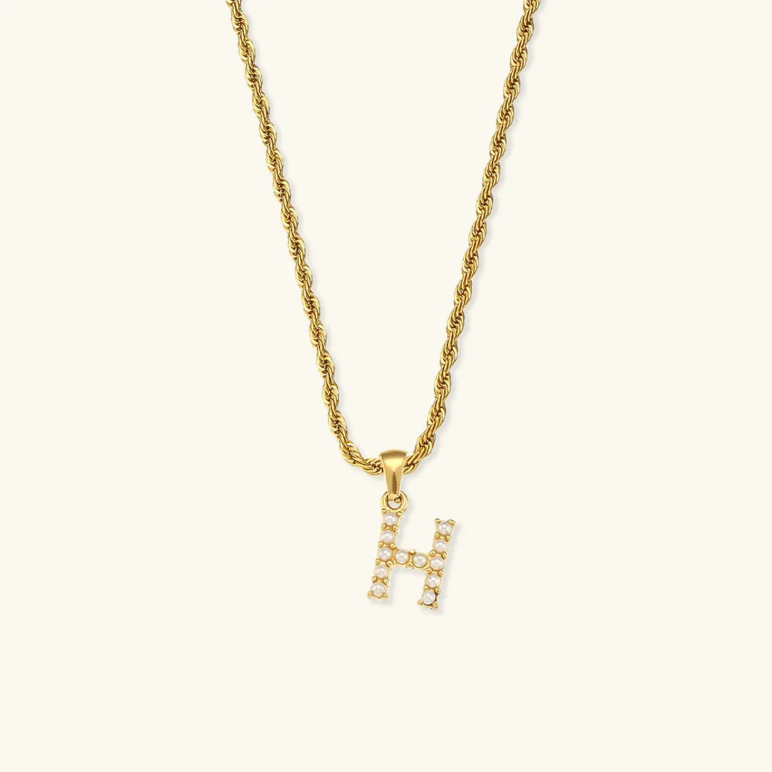 [Royal Vicky]Elodie Initial Letter Pearl Necklace