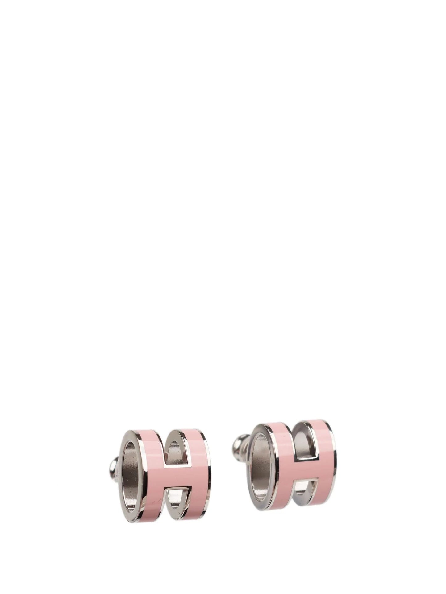 [Vicky]MINI POP H SILVER EARRINGS PINK