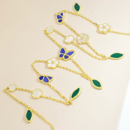 [Vicky]LUCKY SPRING BUTTERFLY 15 FLOWER NECKLACE