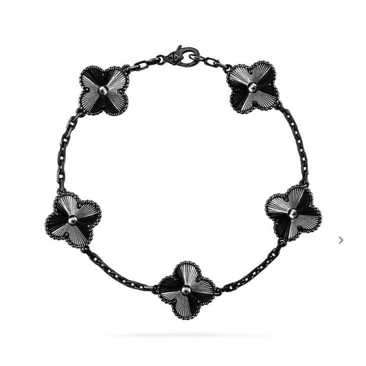 [Vicky]CLOVER 5 MOTIF BLACK BRACELET
