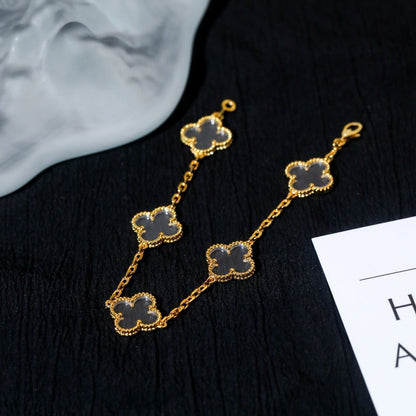 [Vicky]CLOVER 5 MOTIF ROCK CRYSTAL BRACELET