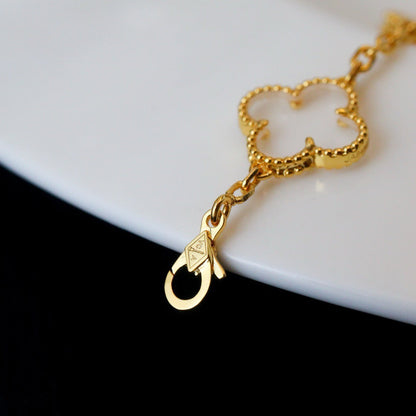 [Vicky]CLOVER 5 MOTIF ROCK CRYSTAL BRACELET