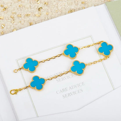 [Vicky] CLOVER 5 MOTIF TURQUOISE BRACELET COLLECTION