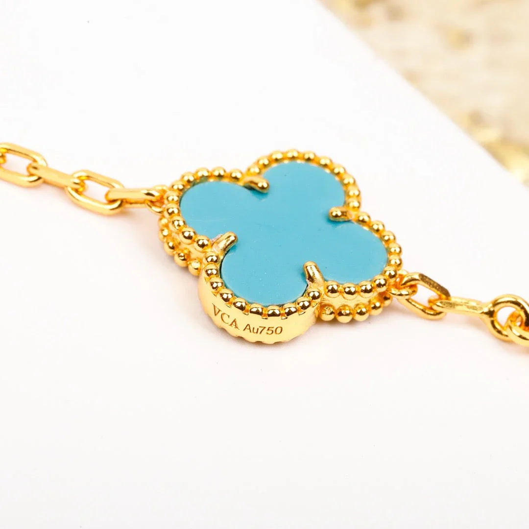 [Vicky] CLOVER 5 MOTIF TURQUOISE BRACELET COLLECTION