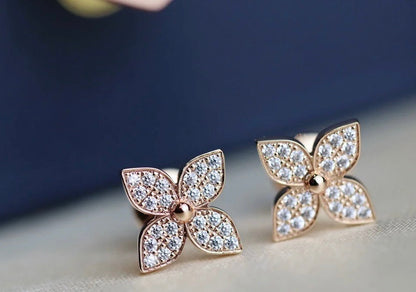 [Vicky High Jewelry]STAR BLOSSOM STUD EARRINGS PINK GOLD DIAMONDS