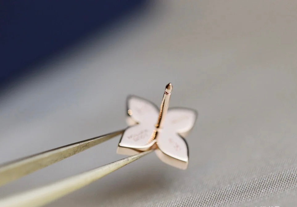 [Vicky High Jewelry]STAR BLOSSOM STUD EARRINGS PINK GOLD DIAMONDS