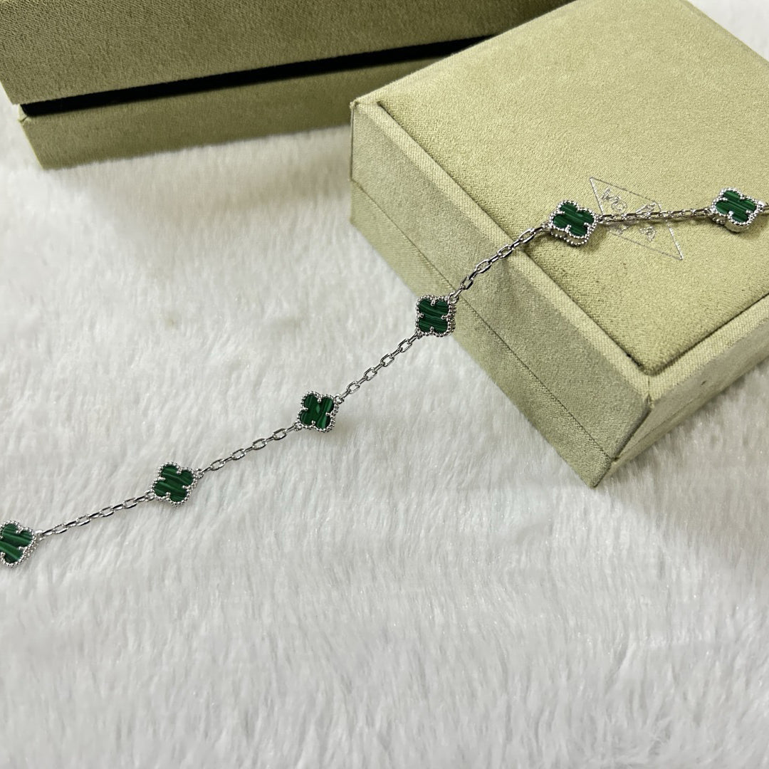 [Vicky]CLOVER 6 MOTIF MALACHITE BRACELET
