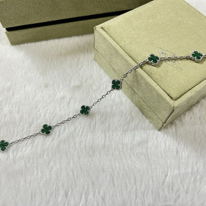 [Vicky]CLOVER 6 MOTIF MALACHITE BRACELET