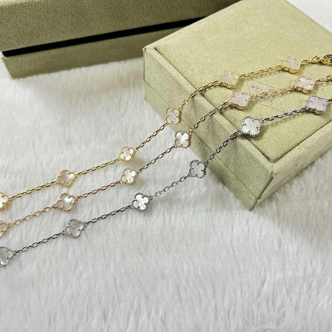 [Vicky]CLOVER 6 MOTIF WHITE MOP BRACELET