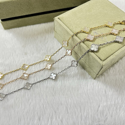 [Vicky]CLOVER 6 MOTIF WHITE MOP BRACELET