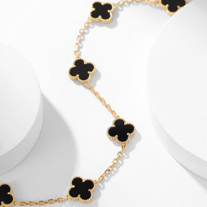 [Vicky]CLOVER 10 MOTIFS ONYX NECKLACE