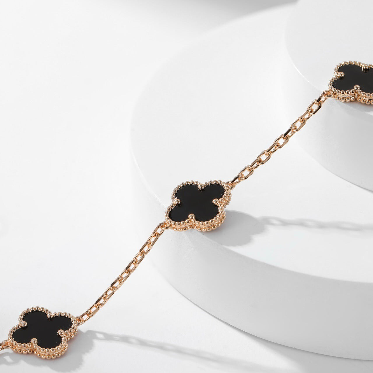 [Vicky]CLOVER 10 MOTIFS ONYX NECKLACE