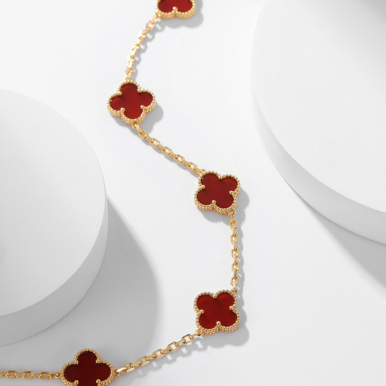 [Vicky]CLOVER 10 MOTIFS CARNELIAN NECKLACE