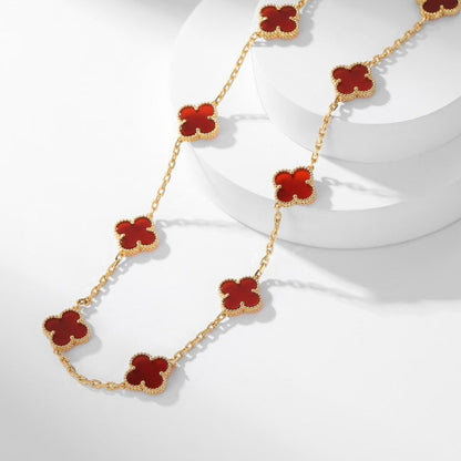 [Vicky]CLOVER 10 MOTIFS CARNELIAN NECKLACE