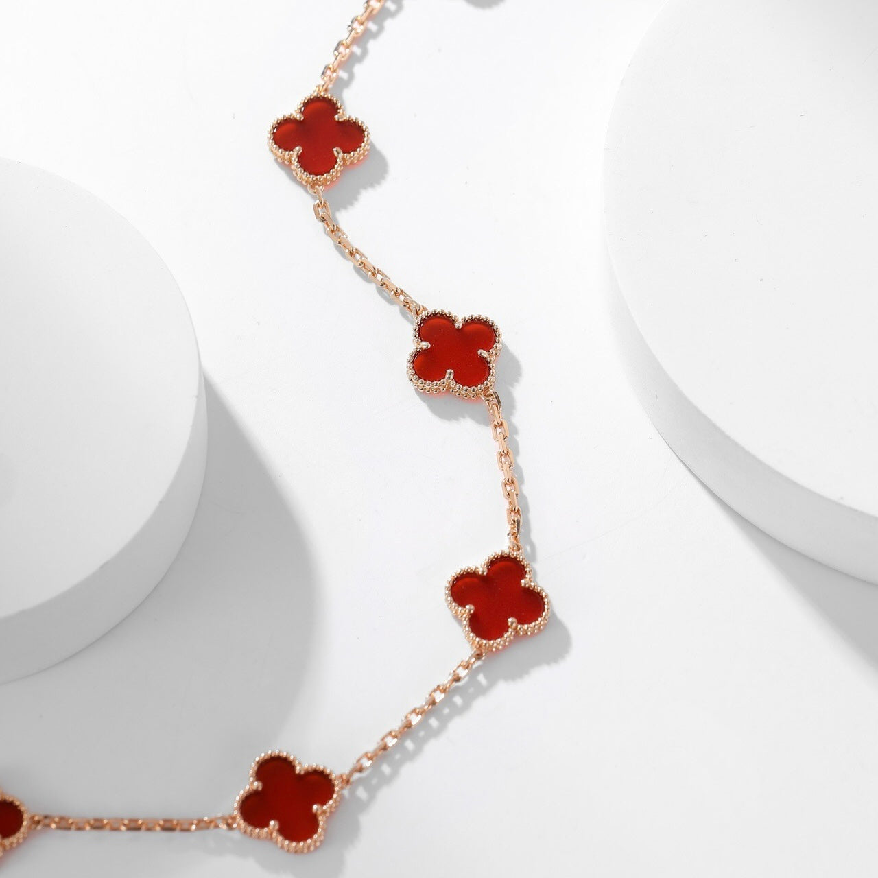 [Vicky]CLOVER 10 MOTIFS CARNELIAN NECKLACE
