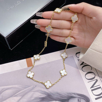 [Vicky]CLOVER 10 MOTIFS WHITE MOTHER OF PEARL NECKLACE