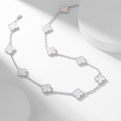 [Vicky]CLOVER 10 MOTIFS WHITE MOTHER OF PEARL NECKLACE