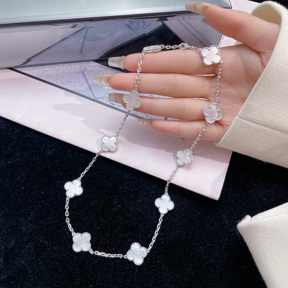 [Vicky]CLOVER 10 MOTIFS WHITE MOTHER OF PEARL NECKLACE