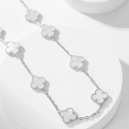 [Vicky]CLOVER 10 MOTIFS WHITE MOTHER OF PEARL NECKLACE